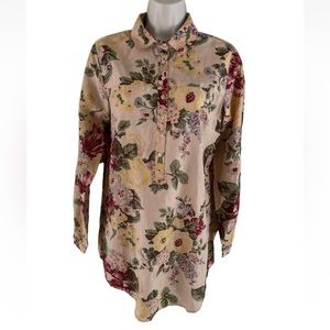 Soft Surroundings Cotton Silk Floral Tunic Blouse XS